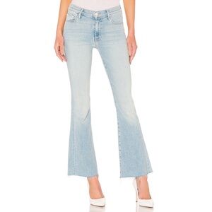 Mother The Weekender Fray Mid-Rise Flare‎ Jeans in Swimming Pool Sunday
